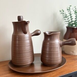 RARE Denby Mayflower Stoneware Hot Chocolate/Coffee Pot, Pitcher, Platter -1960s